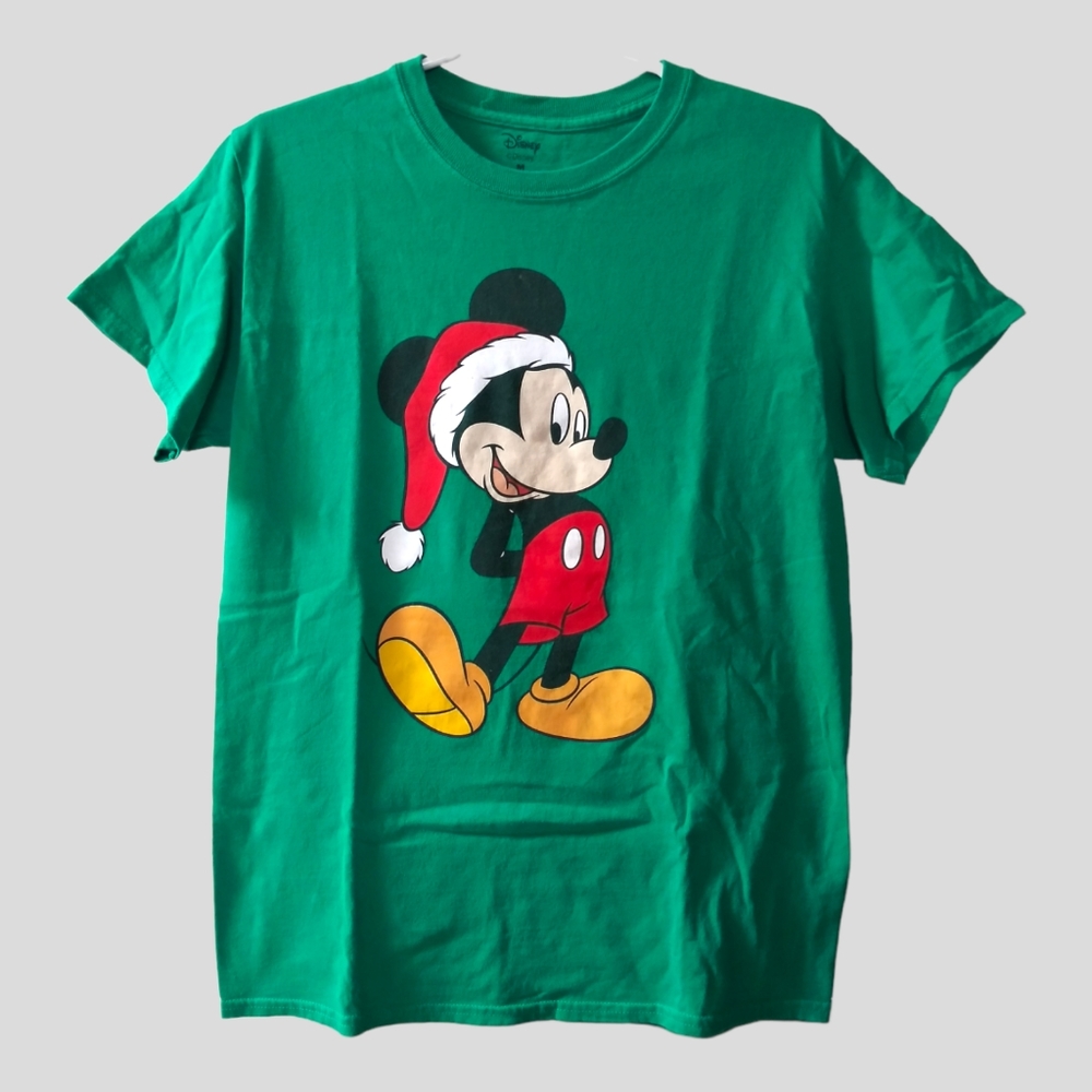 Mickey Mouse Christmas Shirt Green Sz Med.